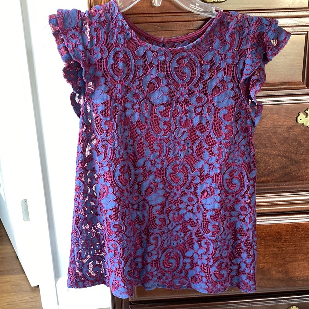 Greyish blue & grape colored top